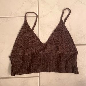 Brown Knit Cropped Tank